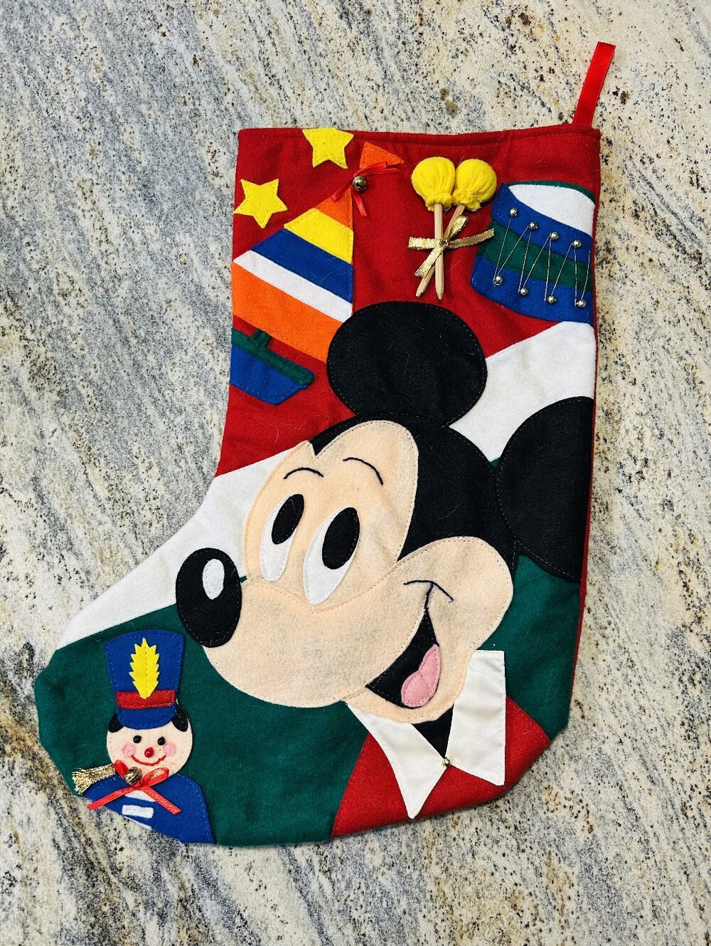 Vintage Disney Store Jumbo 3D Felt Mickey Mouse Christmas Stocking